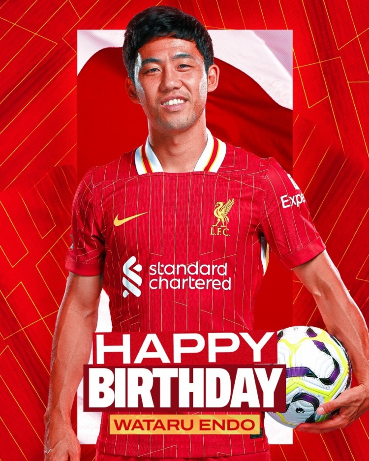  利物浦祝遠藤航32歲生日快樂，球員加盟紅軍至今出戰(zhàn)62場比賽
