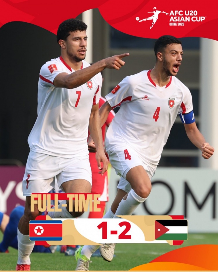  U20亞洲杯B組：朝鮮1-2不敵約旦，兩輪1分暫列B組末尾