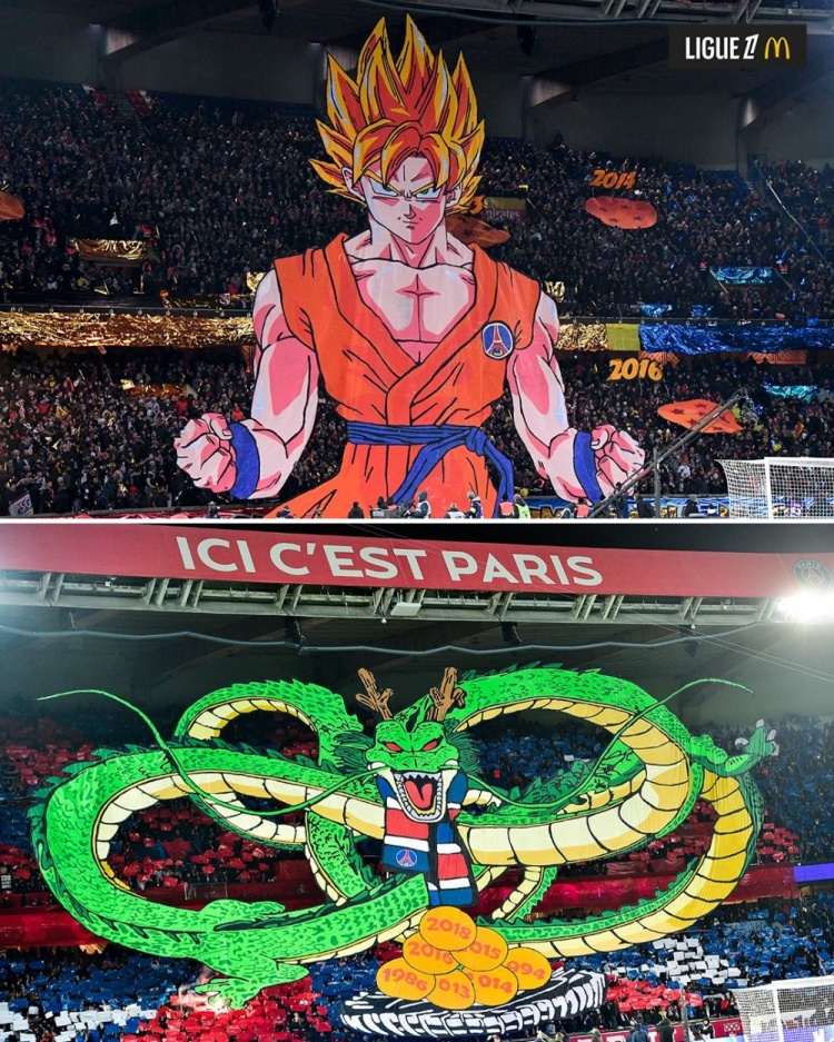 逝世一周年，法甲官推曬昔日巴黎主場龍珠TIFO：鳥山明經(jīng)典永存