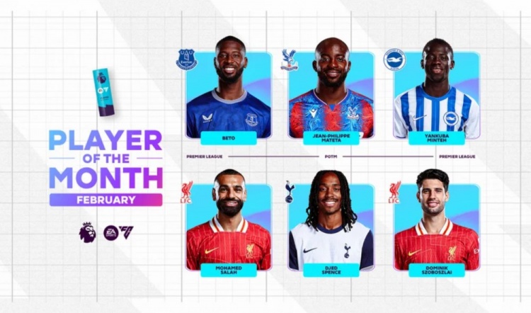  英超2月最佳候選：貝托、馬特塔、明特、薩拉赫、斯賓塞、索博