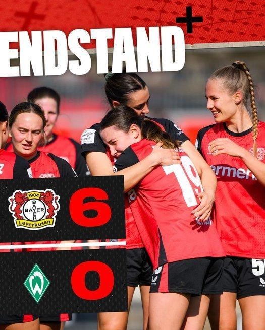  勒沃庫森女足6-0云達(dá)不來梅女足，沈夢(mèng)露首發(fā)出場(chǎng)59分鐘