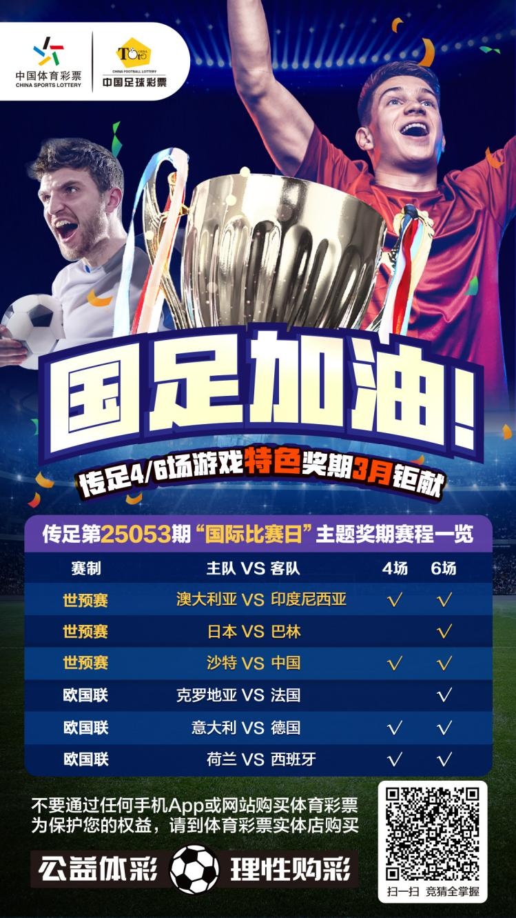  國足加油！傳足特色獎(jiǎng)期第25053期聚焦國際比賽日