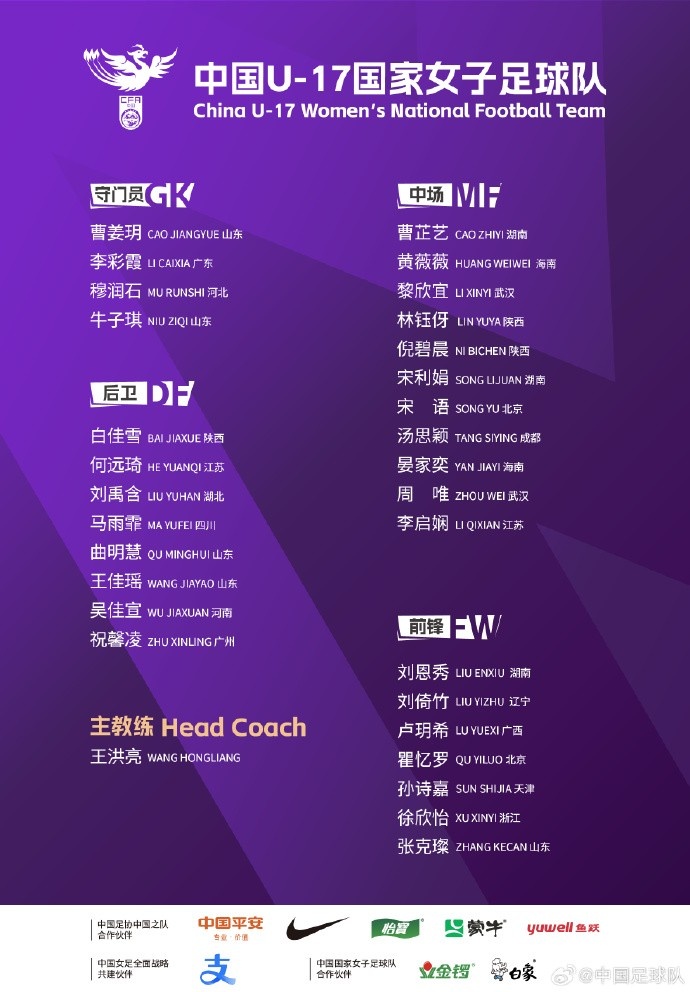  U17女足30人將在蘇州集訓備戰(zhàn)世界杯，姜寧、朱挺擔任訓練員